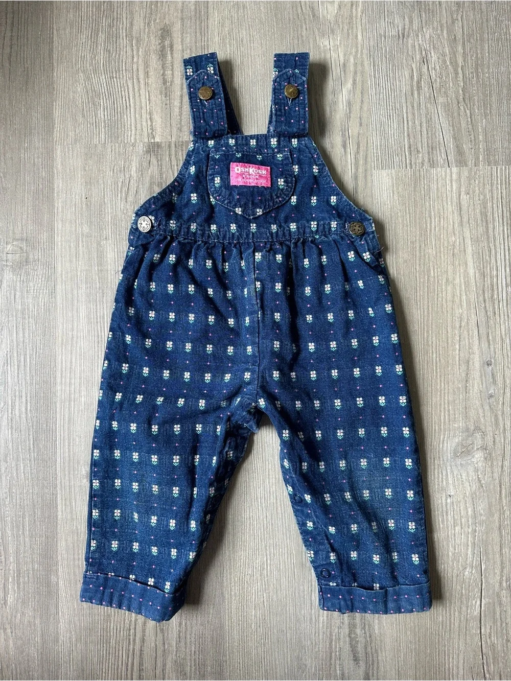 OshKosh B'gosh Vintage Navy Floral Print Baby Overalls